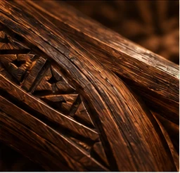Detail of carved dark timber craftsmanship